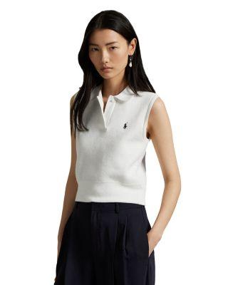 Cotton Cropped Sleeveless Polo Sweater by RALPH LAUREN