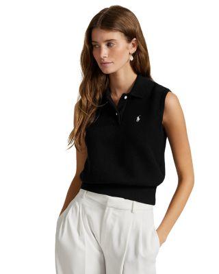 Cotton Cropped Sleeveless Polo Sweater by RALPH LAUREN