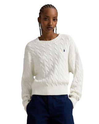 Crewneck Cable Knit Sweater by RALPH LAUREN
