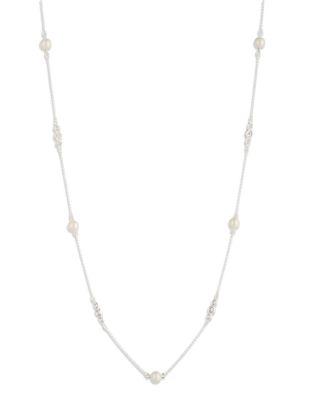 Cubic Zirconia & Imitation Pearl Station Necklace by RALPH LAUREN