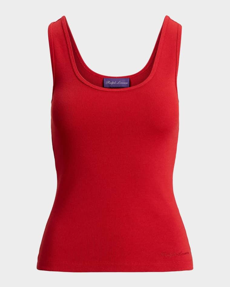 Ellis Rib-Knit Cotton-Blend Tank Top by RALPH LAUREN