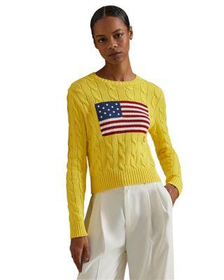 Flag Cable Knit Cropped Sweater by RALPH LAUREN