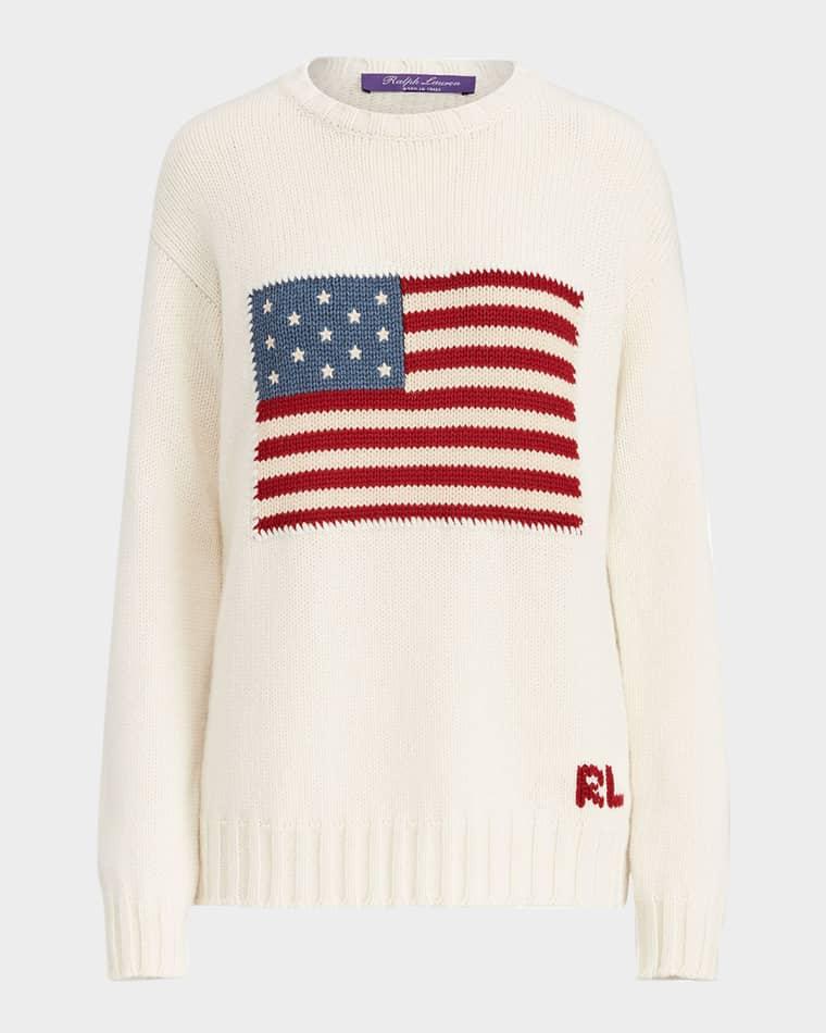 Flag Cashmere Crewneck Sweater by RALPH LAUREN