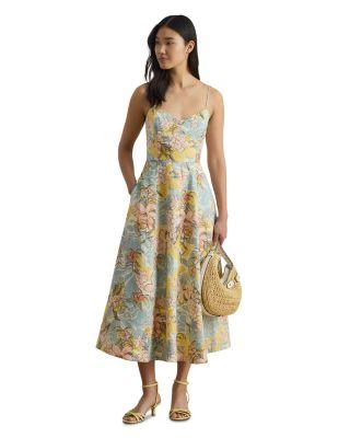 Floral Linen Sleeveless Midi Dress by RALPH LAUREN