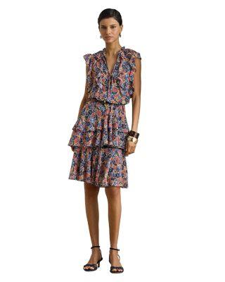 Floral Ruffle Trim Georgette Dress by RALPH LAUREN