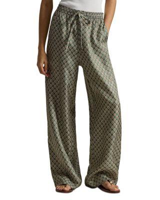 Floral Silk Drawstring Wide Leg Pants by RALPH LAUREN