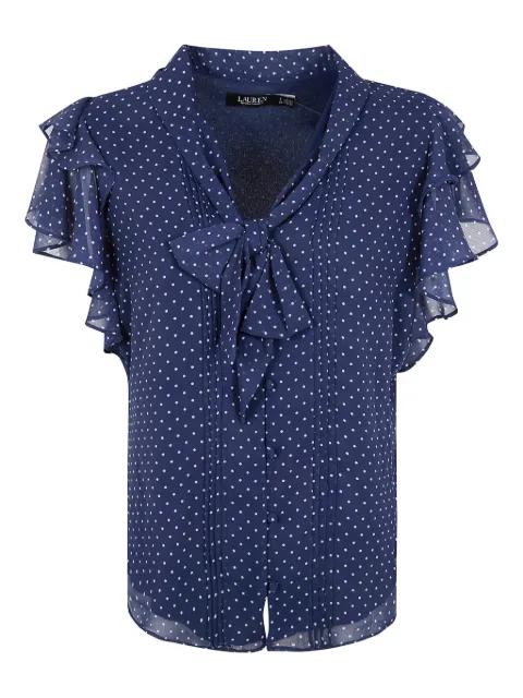 Georgette polka dot ruffled blouse by RALPH LAUREN