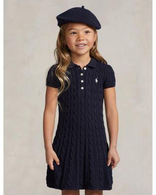 Girls' Cable-Knit Cotton Polo Sweater Dress - Little Kid by RALPH LAUREN