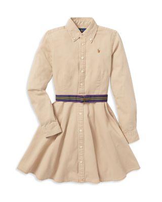 Girls' Chino Shirt Dress with Belt - Little Kid by RALPH LAUREN