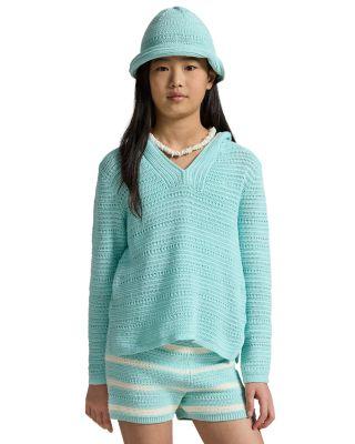 Girls' Crocheted Cotton Hooded Sweater - Big Kid by RALPH LAUREN