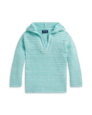 Girls' Crocheted Cotton Hooded Sweater - Little Kid by RALPH LAUREN
