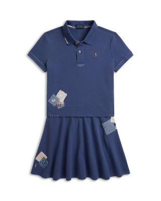 Girls' Distressed Mesh Boxy Polo Shirt & Skirt Set - Big Kid by RALPH LAUREN