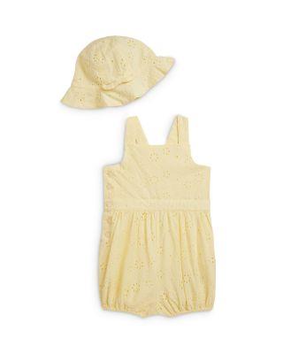 Girls' Eyelet Cotton Bubble Shortall & Hat - Baby by RALPH LAUREN