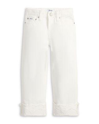 Girls' Eyelet Cuff Cotton Denim Wide Leg Jeans - Big Kid by RALPH LAUREN