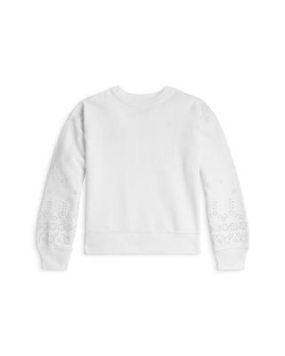 Girls' Eyelet French Terry Sweatshirt - Big Kid by RALPH LAUREN