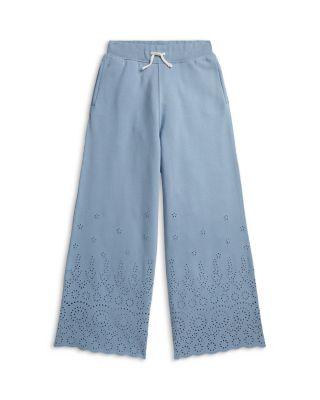Girls' Eyelet French Terry Wide Leg Sweatpants - Big Kid by RALPH LAUREN