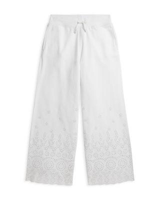 Girls' Eyelet French Terry Wide Leg Sweatpants - Big Kid by RALPH LAUREN