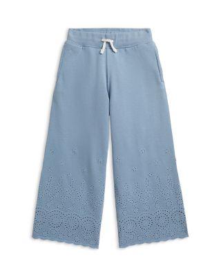 Girls' Eyelet French Terry Wide Leg Sweatpants - Little Kid by RALPH LAUREN