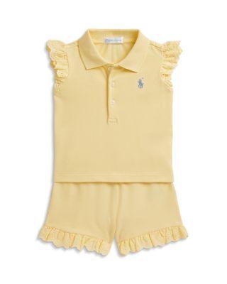 Girls' Eyelet Stretch Mesh Polo Shirt & Shorts - Baby by RALPH LAUREN Girls' Eyelet Stretch Mesh Polo Shirt & Shorts - Baby by RALPH LAUREN