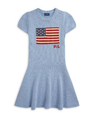 Girls' Flag Intarsia Cotton Sweater Dress - Big Kid by RALPH LAUREN