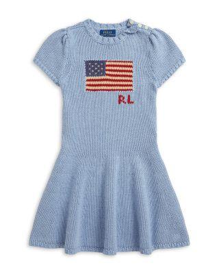 Girls' Flag Intarsia Cotton Sweater Dress - Little Kid by RALPH LAUREN