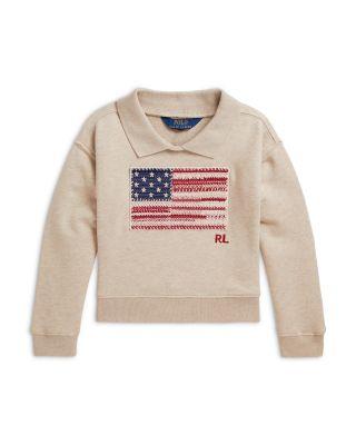 Girls' Flag Terry Collared Sweatshirt - Little Kid by RALPH LAUREN