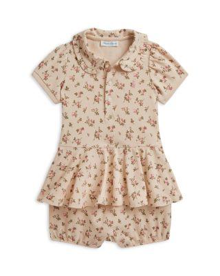 Girls' Floral Stretch Mesh Peplum Polo Shortall - Baby by RALPH LAUREN