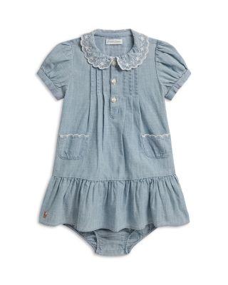 Girls' Indigo Cotton Chambray Dress & Bloomer Set - Baby by RALPH LAUREN