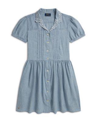 Girls' Indigo Cotton Chambray Shirtdress - Big Kid by RALPH LAUREN