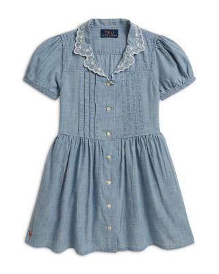 Girls' Indigo Cotton Chambray Shirtdress - Little Kid by RALPH LAUREN