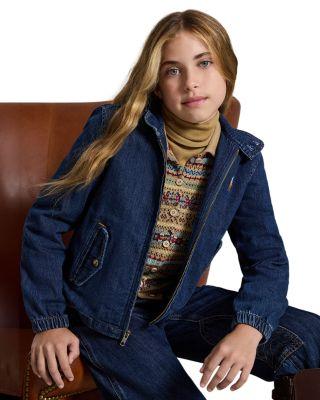 Girls' Indigo Denim Mock Neck Jacket - Big Kid by RALPH LAUREN