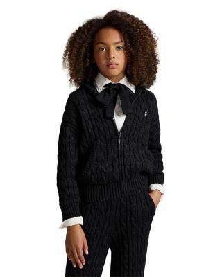 Girls' Metallic Cable Cotton Full Zip Hoodie - Big Kid by RALPH LAUREN