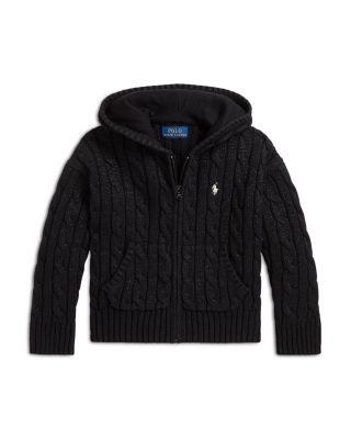 Girls' Metallic Cable Cotton Full Zip Hoodie - Little Kid by RALPH LAUREN