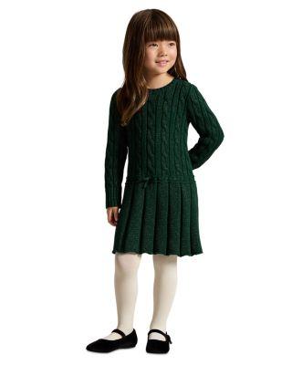 Girls' Metallic Cable Knit Cotton Blend Sweater Dress - Little Kid by RALPH LAUREN