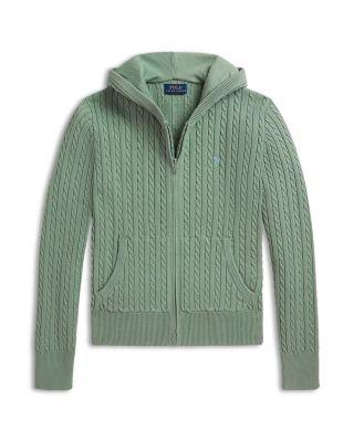 Girls' Mini Cable Cotton Full Zip Hoodie - Big Kid by RALPH LAUREN