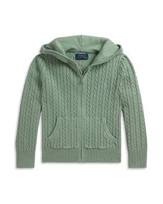 Girls' Mini Cable Cotton Full Zip Hoodie - Little Kid by RALPH LAUREN