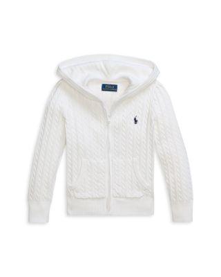 Girls' Mini Cable Cotton Full Zip Hoodie - Little Kid by RALPH LAUREN