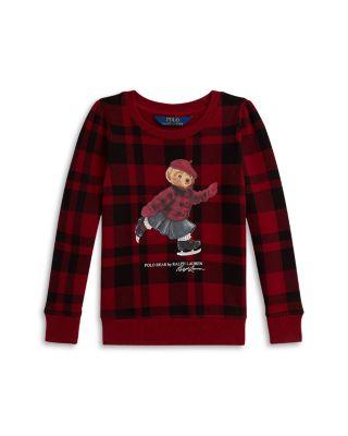Girls' Plaid Polo Bear Fleece Sweatshirt - Little Kid by RALPH LAUREN Girls' Plaid Polo Bear Fleece Sweatshirt - Little Kid by RALPH LAUREN