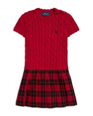 Girls' Plaid Skirt Cotton Sweater Dress - Little Kid by RALPH LAUREN