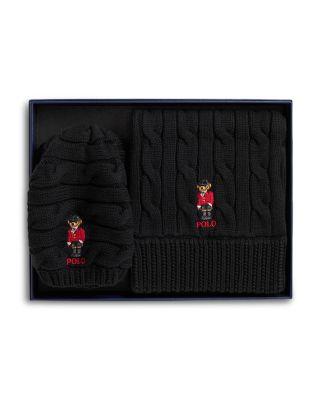 Girls' Polo Bear Cotton Hat & Scarf Set - Big Kid by RALPH LAUREN