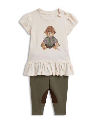 Girls' Polo Bear Jersey Peplum Tee & Legging - Baby by RALPH LAUREN