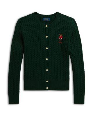 Girls' Polo Bear Mini Cable Cotton Cardigan - Big Kid by RALPH LAUREN