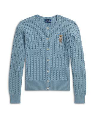 Girls' Polo Bear Mini Cable Cotton Cardigan - Big Kid by RALPH LAUREN