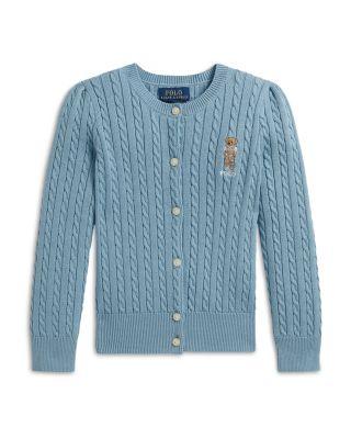 Girls' Polo Bear Mini Cable Cotton Cardigan - Little Kid by RALPH LAUREN