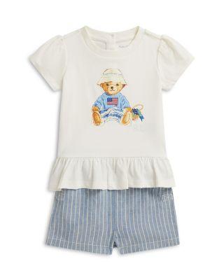 Girls' Polo Bear Tee & Linen-Cotton Shorts Set - Baby by RALPH LAUREN