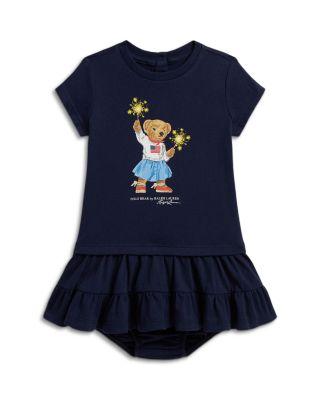Girls' Polo Bear Tiered Cotton Dress & Bloomer - Baby by RALPH LAUREN