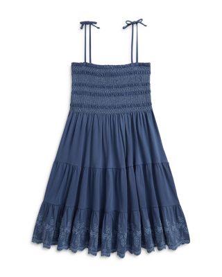 Girls' Smocked Eyelet Cotton Jersey Dress - Big Kid by RALPH LAUREN