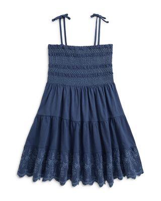 Girls' Smocked Eyelet Cotton Jersey Dress - Little Kid by RALPH LAUREN