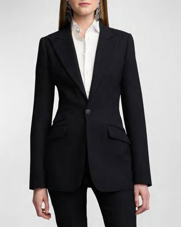 Hardison Single-Breasted Light Lux Wool Crepe Jacket by RALPH LAUREN
