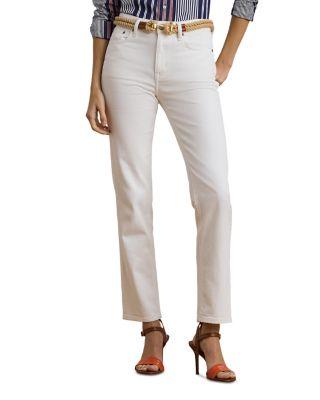 High Rise Straight Ankle Jeans in White Wash by RALPH LAUREN
